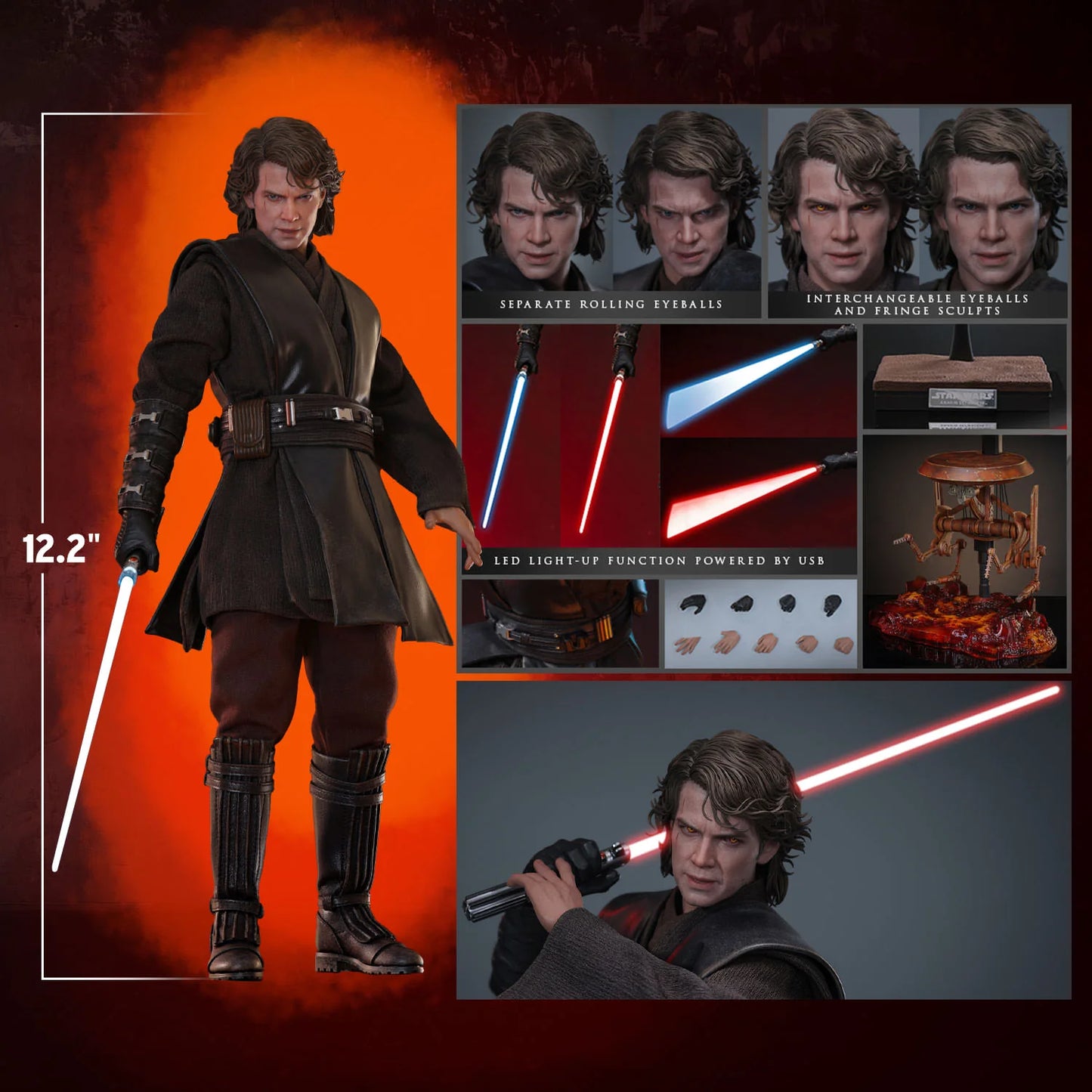Hot Toys Movie Masterpiece Series: Star Wars La venganza de los Sith - Anakin Skywalker Escala 1/6 Preventa