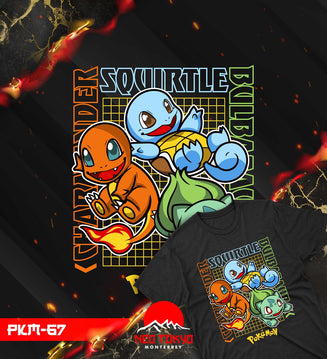 Playera Pokemon Charmander Bulbasaur Squirtle PKM-67