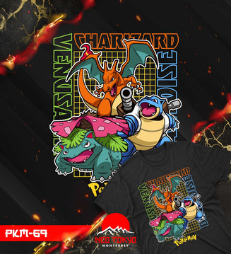 Playera Pokemon Charizard Venusaur Blastoise PKM-69