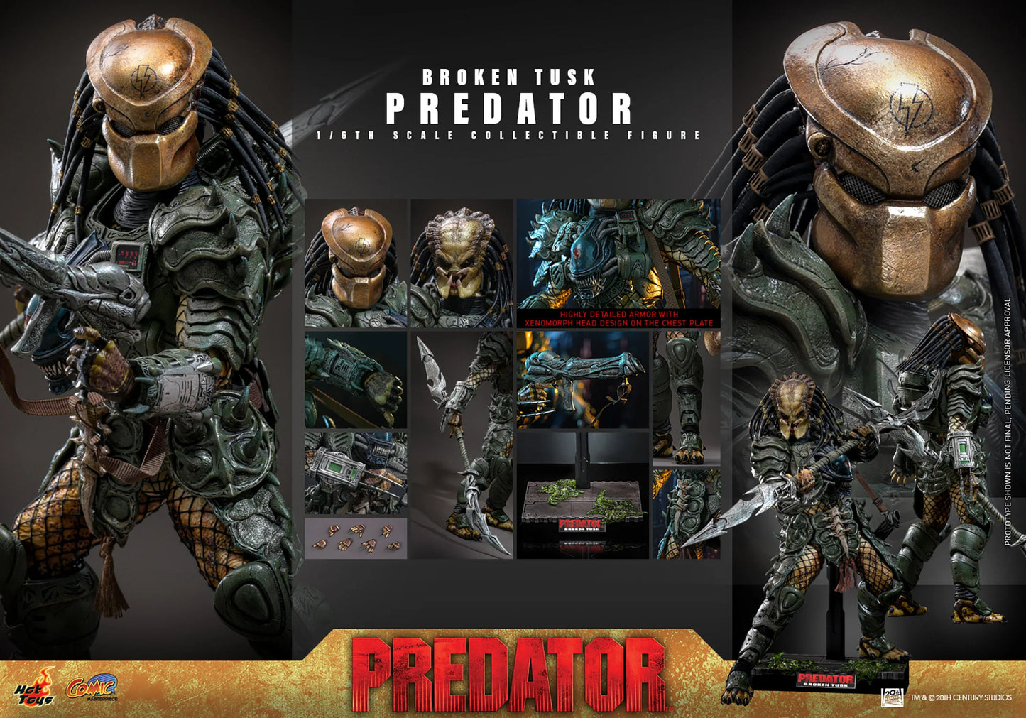 Hot Toys Comics Masterpiece Series: Aliens vs Predator - Broken Tusk Predator Escala 1/6 Preventa