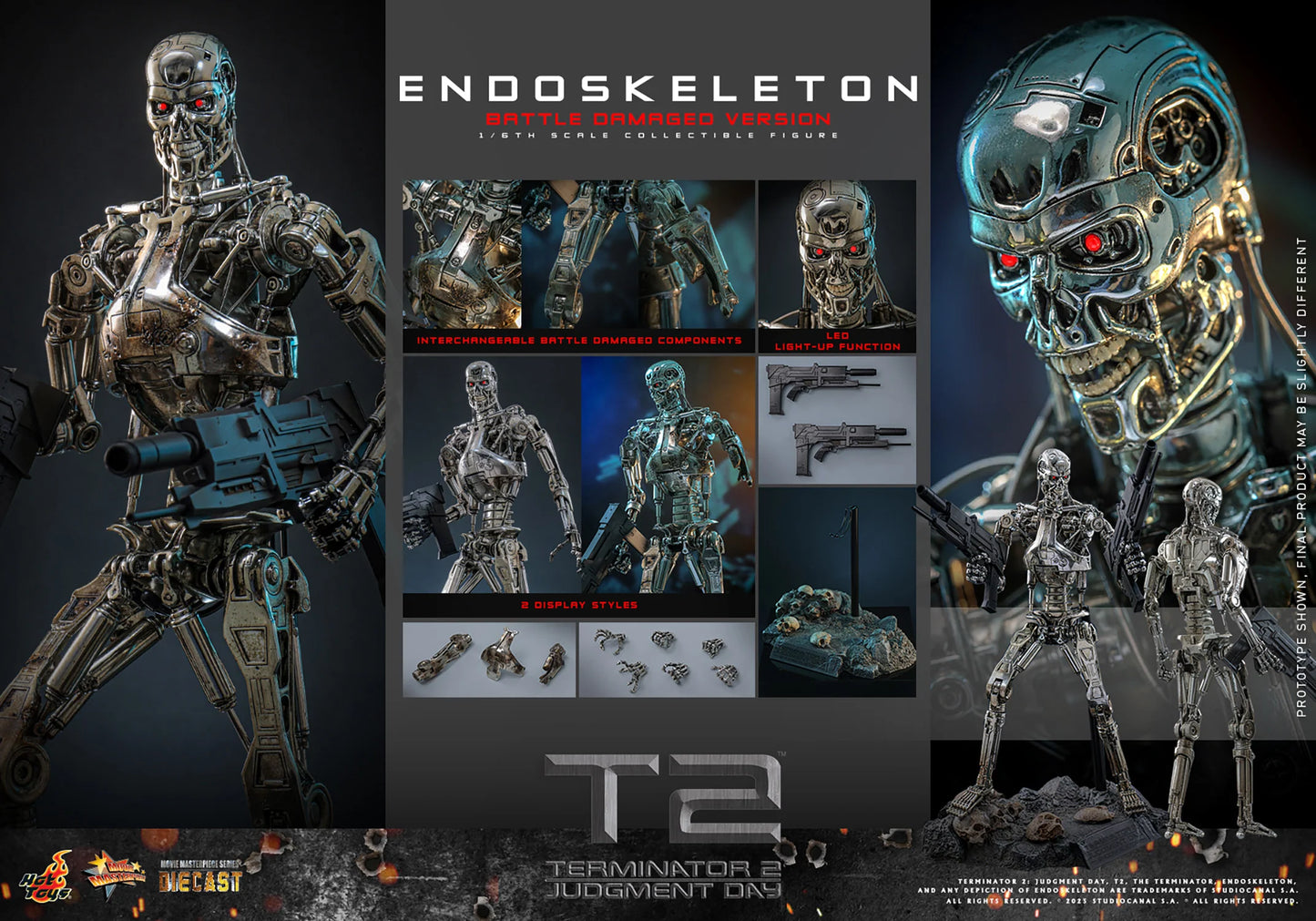 Hot Toys Movie Masterpiece Series: Terminator 2 El Juicio Final - Endoskeleton Escala 1/6 Preventa